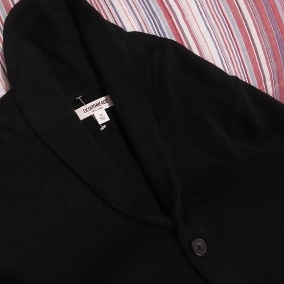 GoodThreads Men's Shawl Collar Button Down Cardigan Black XS 100% Cotton NWT - Picture 4 of 12